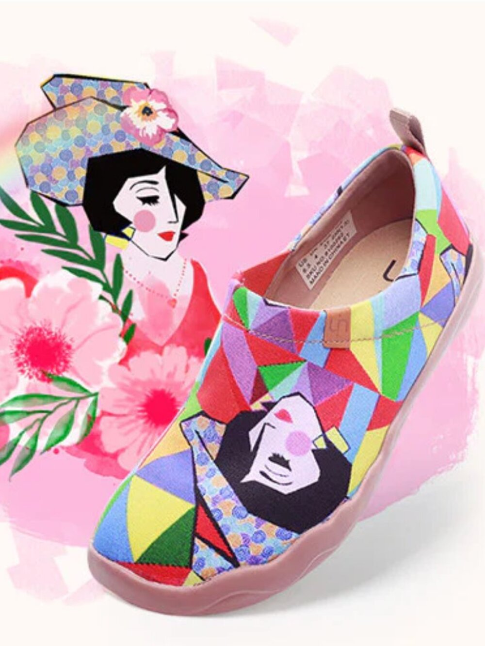 UIN Women's Rainbow Girl Walking Shoes Slip On Size 42 US 11-11.5
